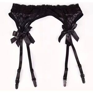 Black Lace Garter Belt*Adjustable Straps & Satin Bow Accents*Sissy*Cosplay*NIP
